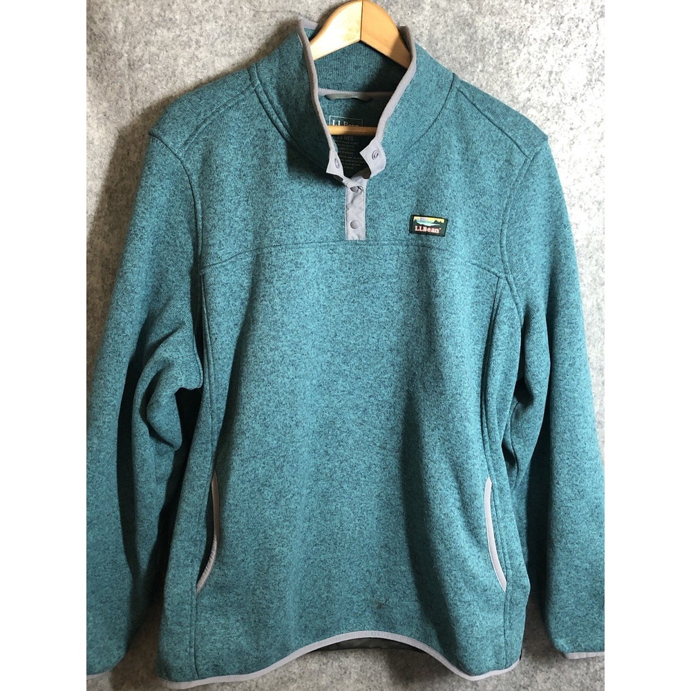 L.L. Bean Sweater Womens 3XL Green Fleece 1/4 Snap Hike Outdoor Classic